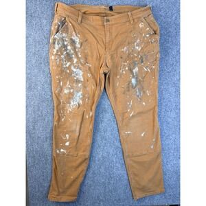 Carhartt Womens 16 Brown Cotton Canvas Double Knee Relaxed Work Pant Paint Stain